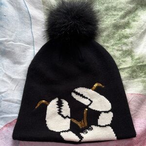 Kurt Geiger Black and White Lobster Beanie NWOT